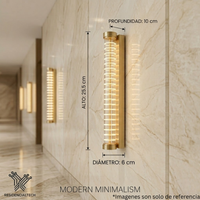 Aplique de Pared LED Vertical Oro Luminiere — Lampara Decorativa Cilindrica 25cm