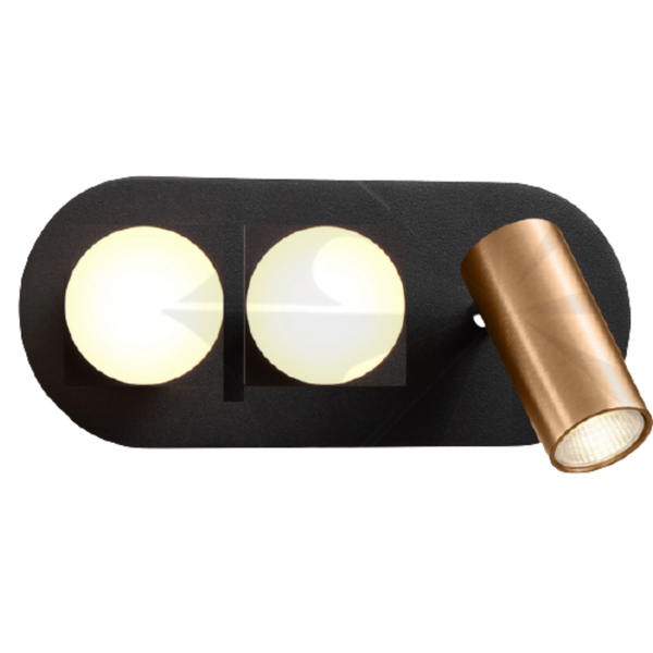 Aplique Oval Negro Arena Grande | Iluminacion de Acento con Doble Apertura