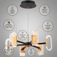 Lampara Colgante LED Circular Oro Negro Luminiere — Decorativa 45W D60cm