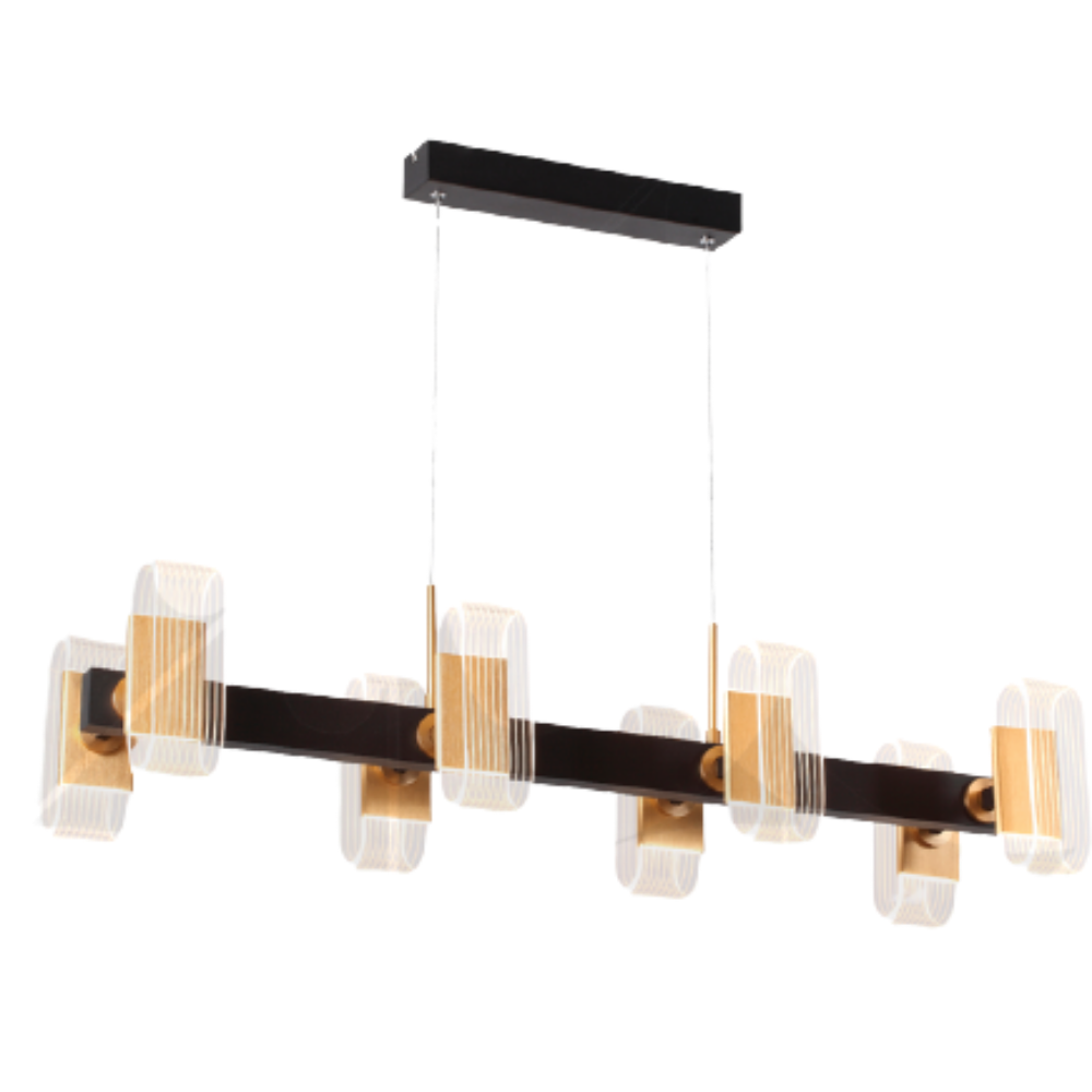 Lampara Colgante LED Lineal Oro Luminiere — 60W 90cm Control Remoto