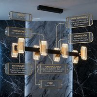 Lampara Colgante LED Lineal Oro Luminiere — 60W 90cm Control Remoto