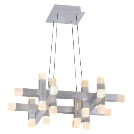 Lampara Colgante LED Cuadrada Plata Luminiere — 72W 20 Luces Control Remoto