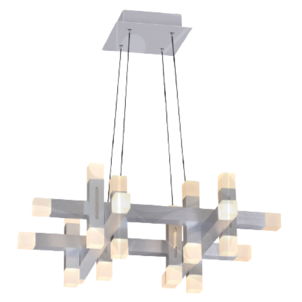 Lampara Colgante LED Cuadrada Plata Luminiere — 72W 20 Luces Control Remoto