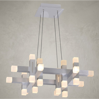 Lampara Colgante LED Cuadrada Plata Luminiere — 72W 20 Luces Control Remoto