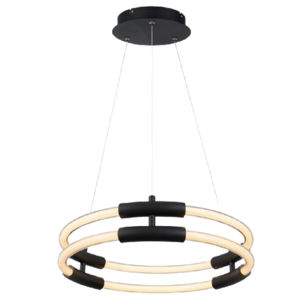 Lampara Colgante LED 2 Aros Negro Luminiere — Decorativa 29W D45cm