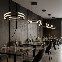 Lampara Colgante LED 2 Aros Negro Luminiere — Decorativa 29W D45cm