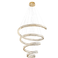 Gran Candil LED 5 Espirales Cristal Oro Luminiere — 260W D105cm