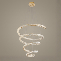 Gran Candil LED 5 Espirales Cristal Oro Luminiere — 260W D105cm
