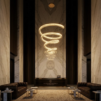 Gran Candil LED 5 Espirales Cristal Oro Luminiere — 260W D105cm