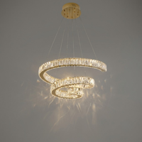 Candil 3 Espirales Oro con Cristal | LED 90W Control Remoto Regulable