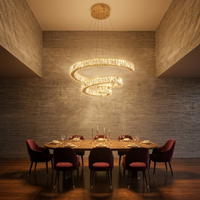 Candil 3 Espirales Oro con Cristal | LED 90W Control Remoto Regulable