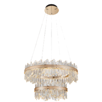 Gran Candil LED 2 Aros Cristal Oro Luminiere — 150W D80cm Alta Joyeria