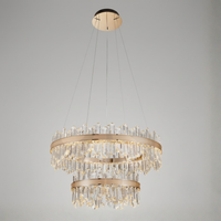 Gran Candil LED 2 Aros Cristal Oro Luminiere — 150W D80cm Alta Joyeria